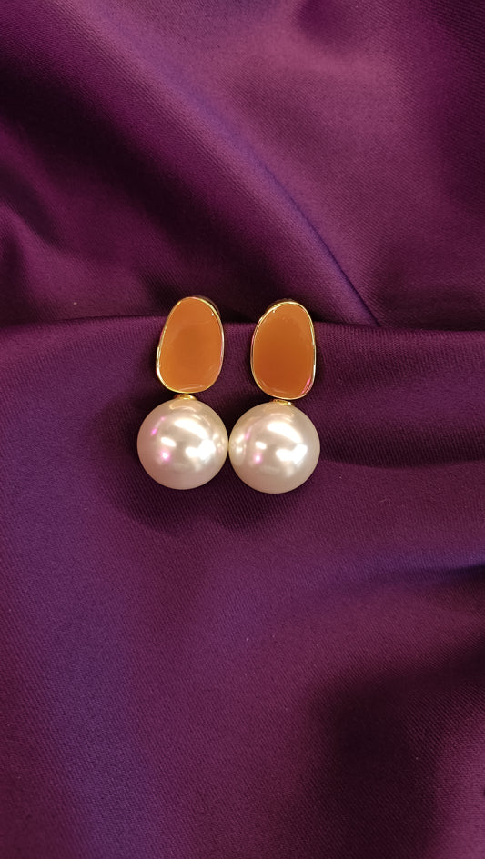 Apricot Pearl Studs
