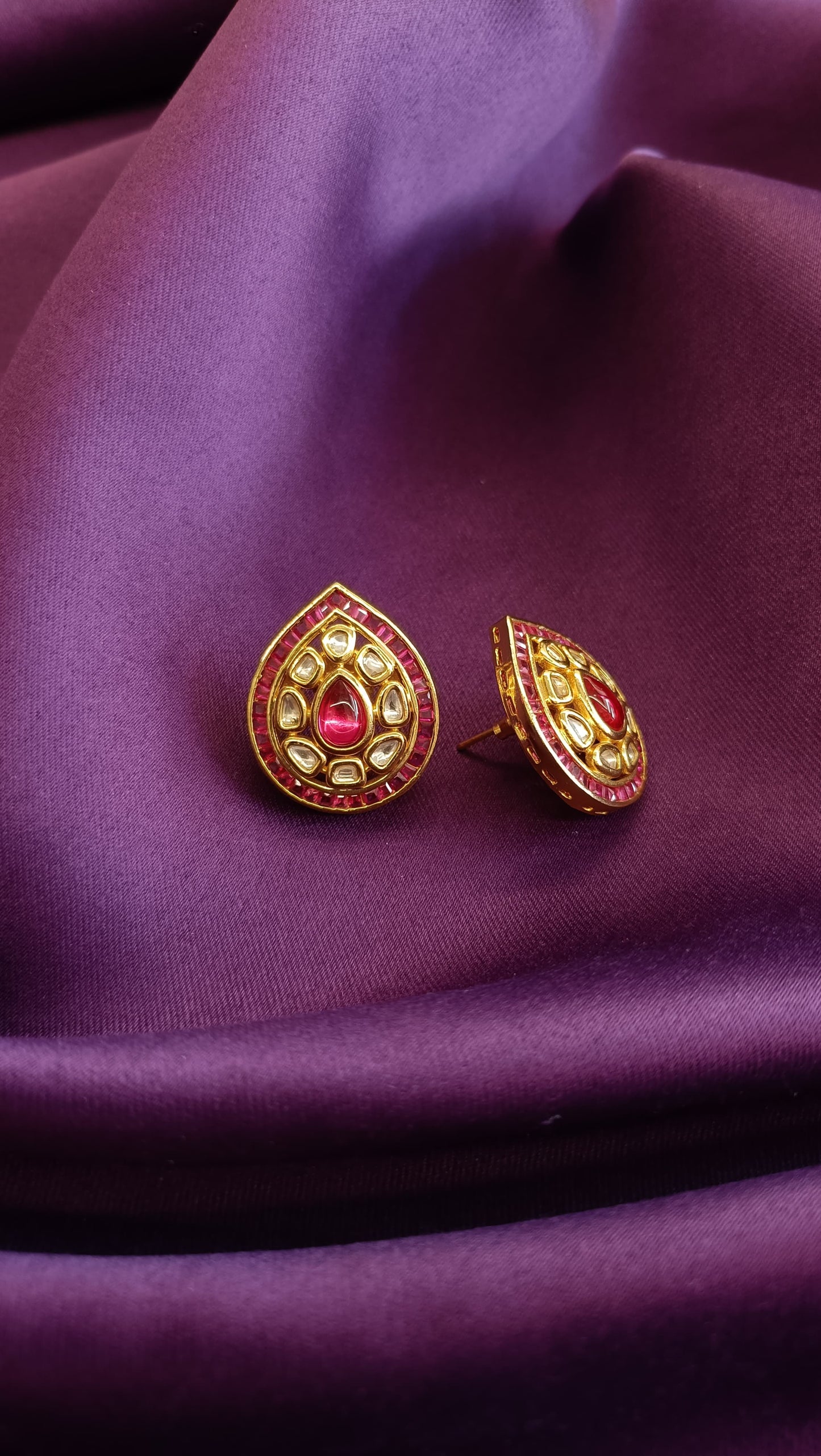 Ruby Tear-drop Studs