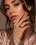 Gunmetal Bee Ring worn on finger