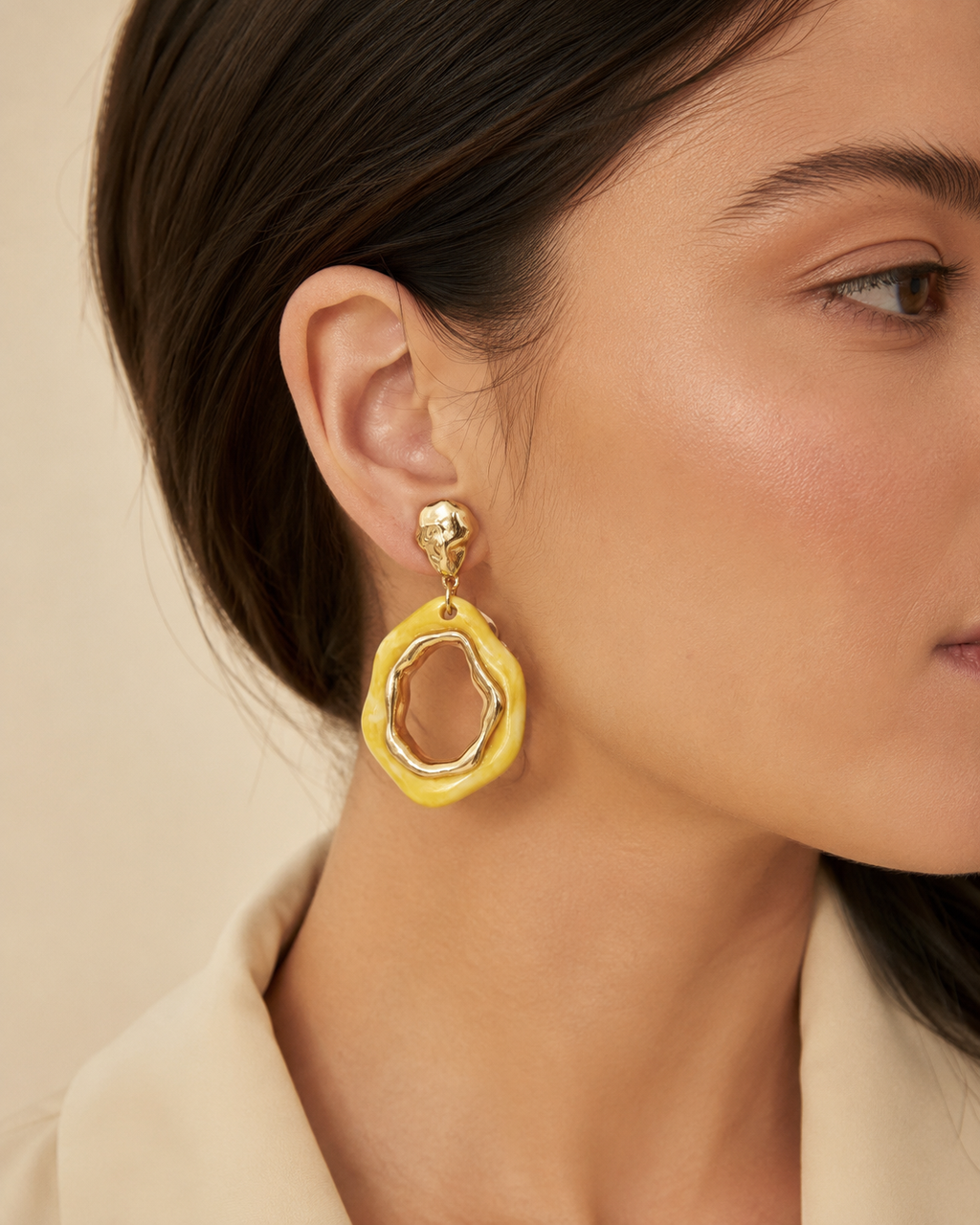 Butter Yellow Enamel Drop Earrings