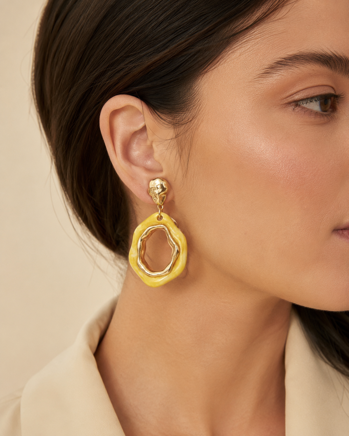 Butter Yellow Enamel Drop Earrings