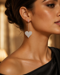 Pavé Heart Chain Drop Earrings