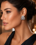 Pavé Art Nouveau Leaf Cluster Stud Earrings