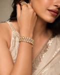 Wide Polki Diamond Lattice Cuff Bangle
