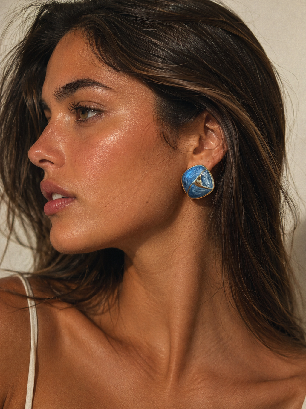 Azure Tide Blue Enamel Earrings