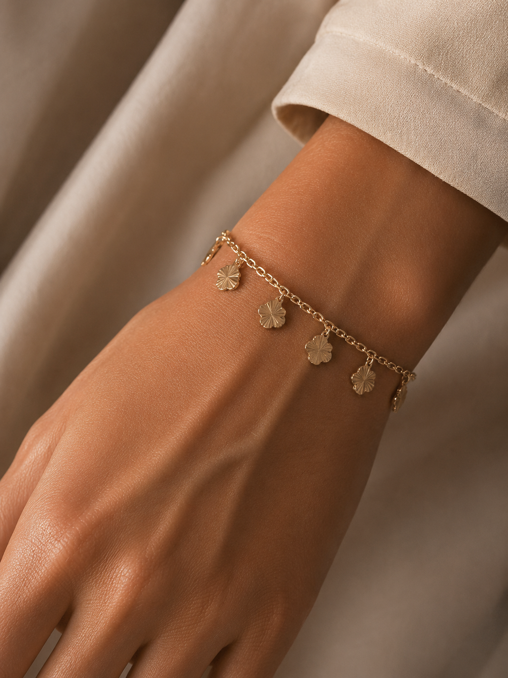 Gold Bloom Charm Bracelet