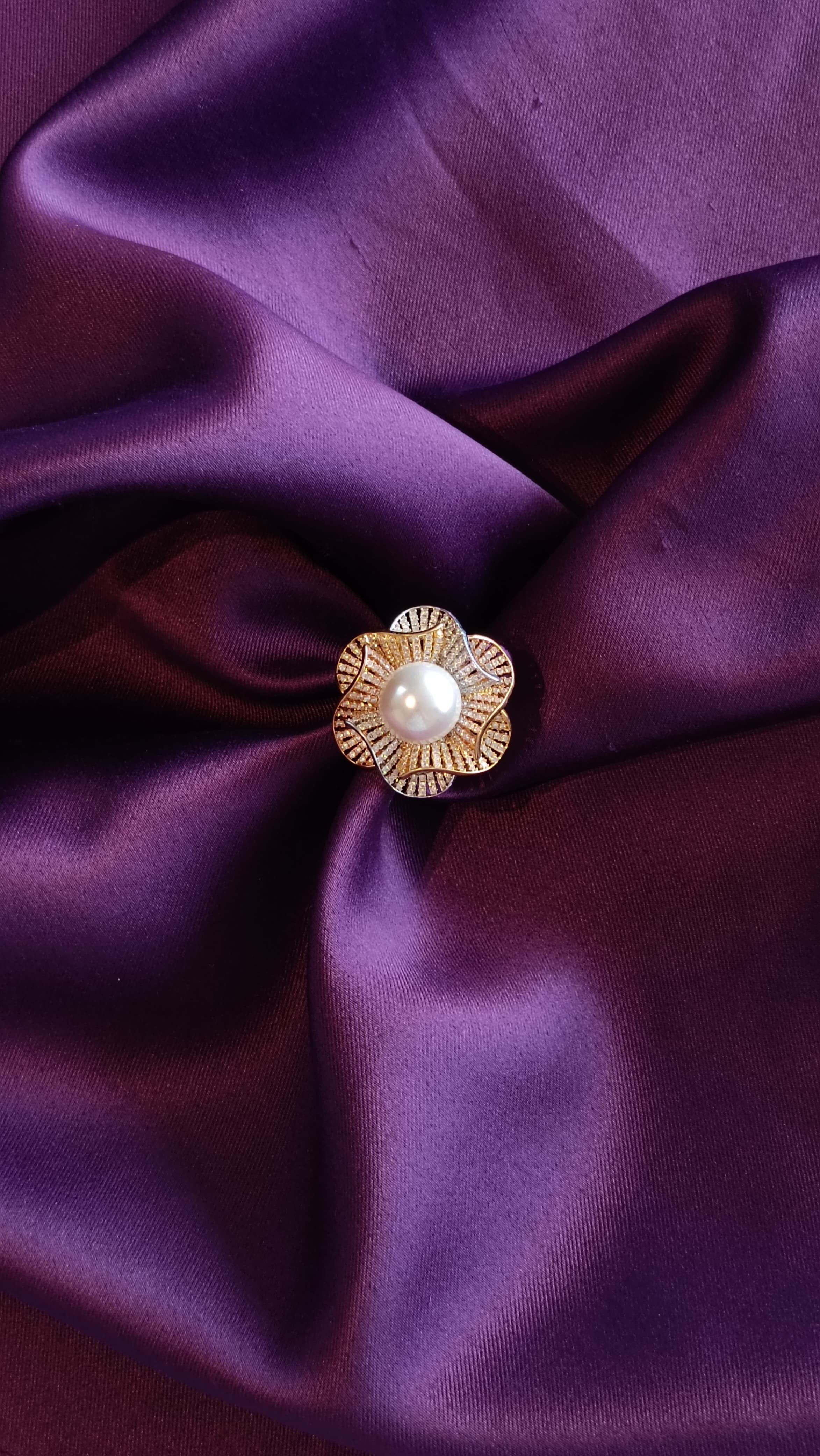 Moonstone Baguette Sunburst Cocktail Ring