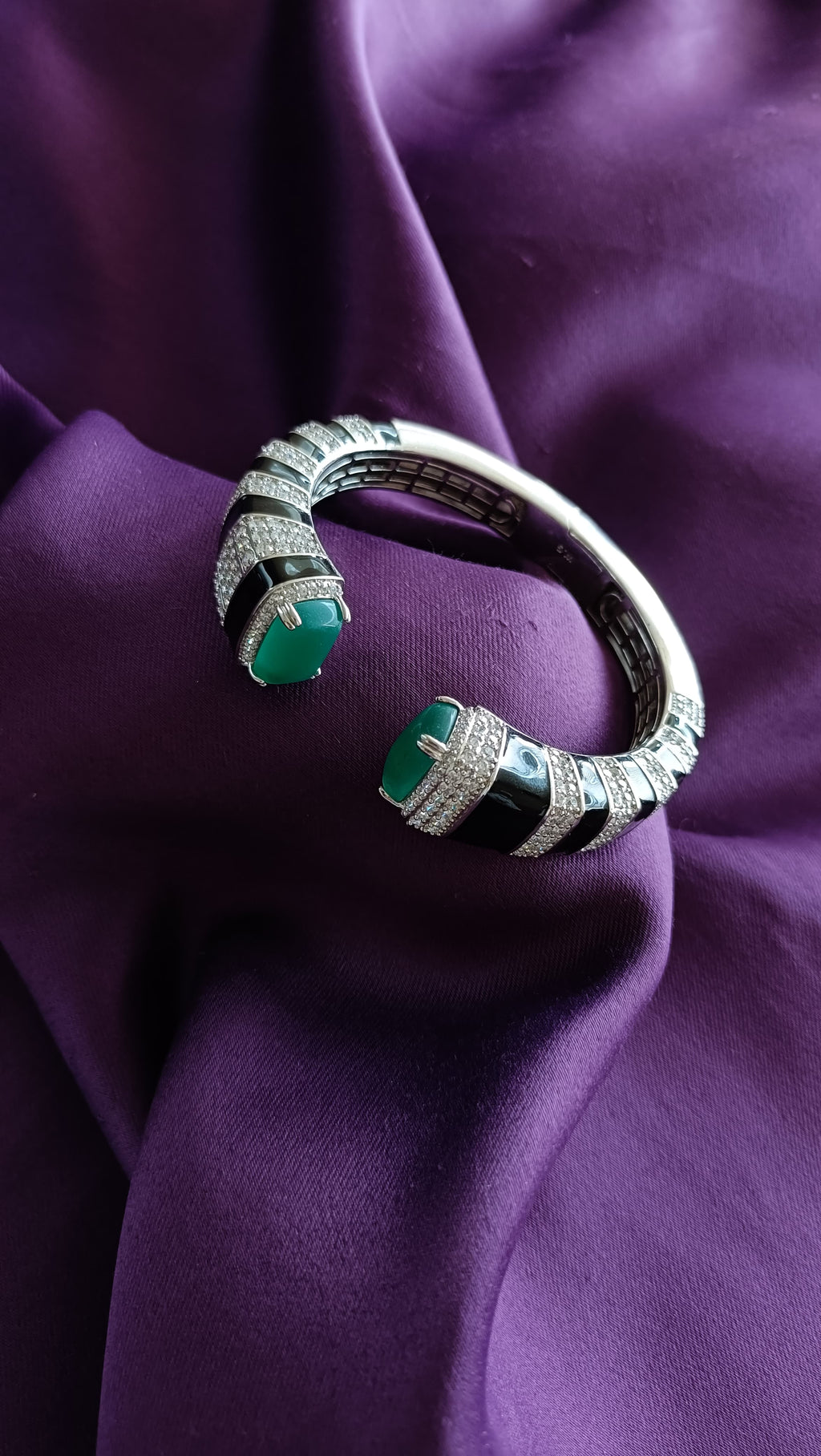 Emerald Noir Crystal Cuff Bracelet