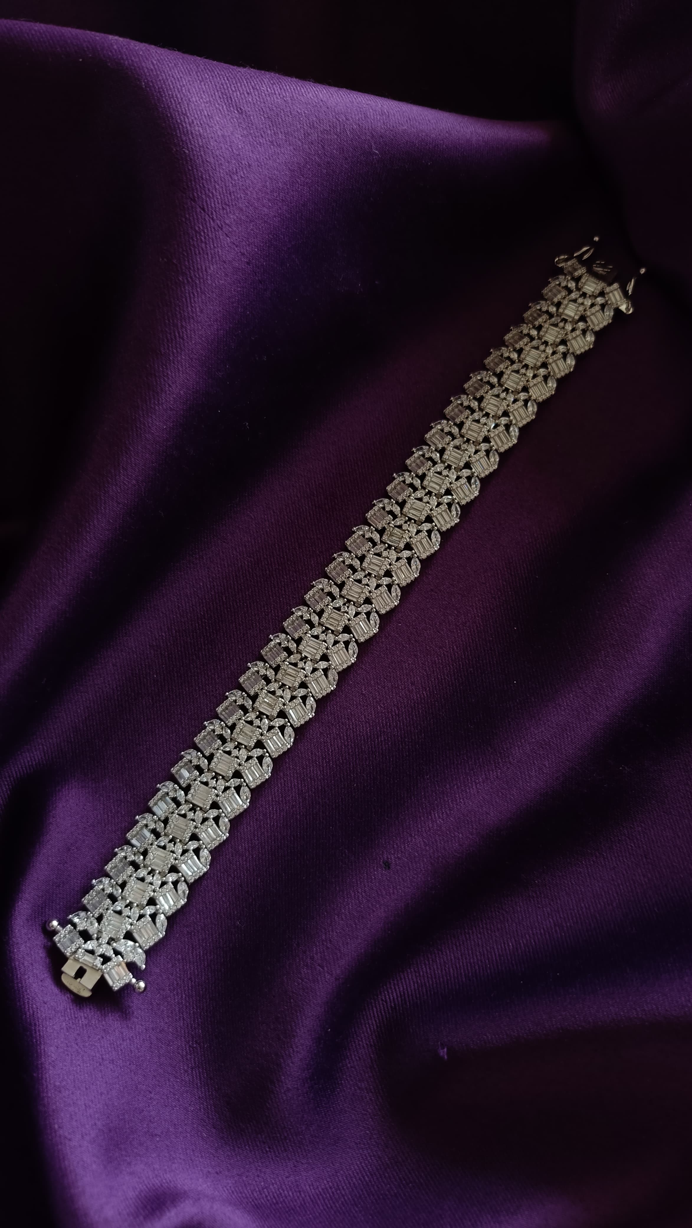 Wide Baguette Diamond Cuff Bracelet