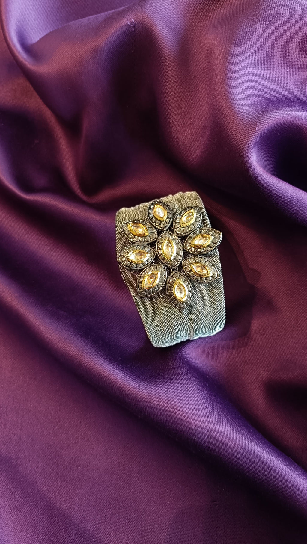 Citrine Floral Crystal Cuff Bracelet