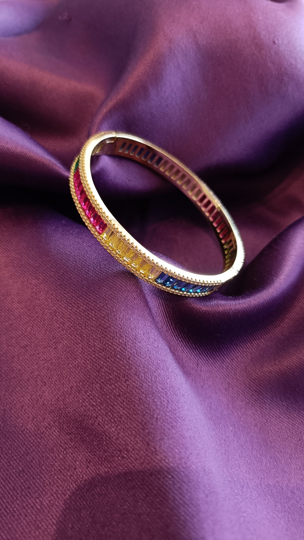 Rainbow Baguette Crystal Cuff Bracelet