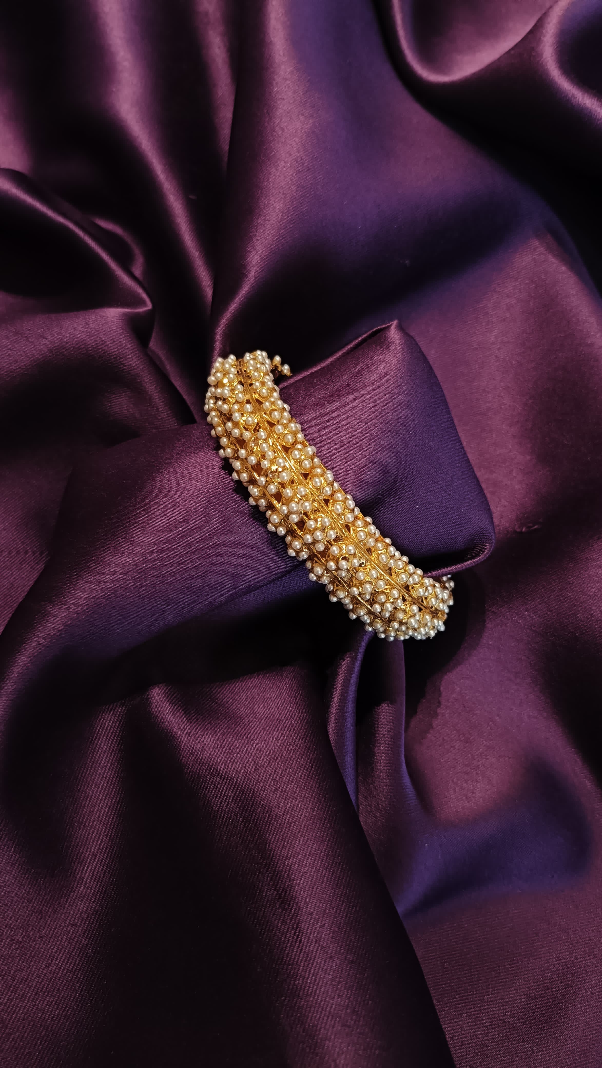 Pearl Cluster Gold Bangle