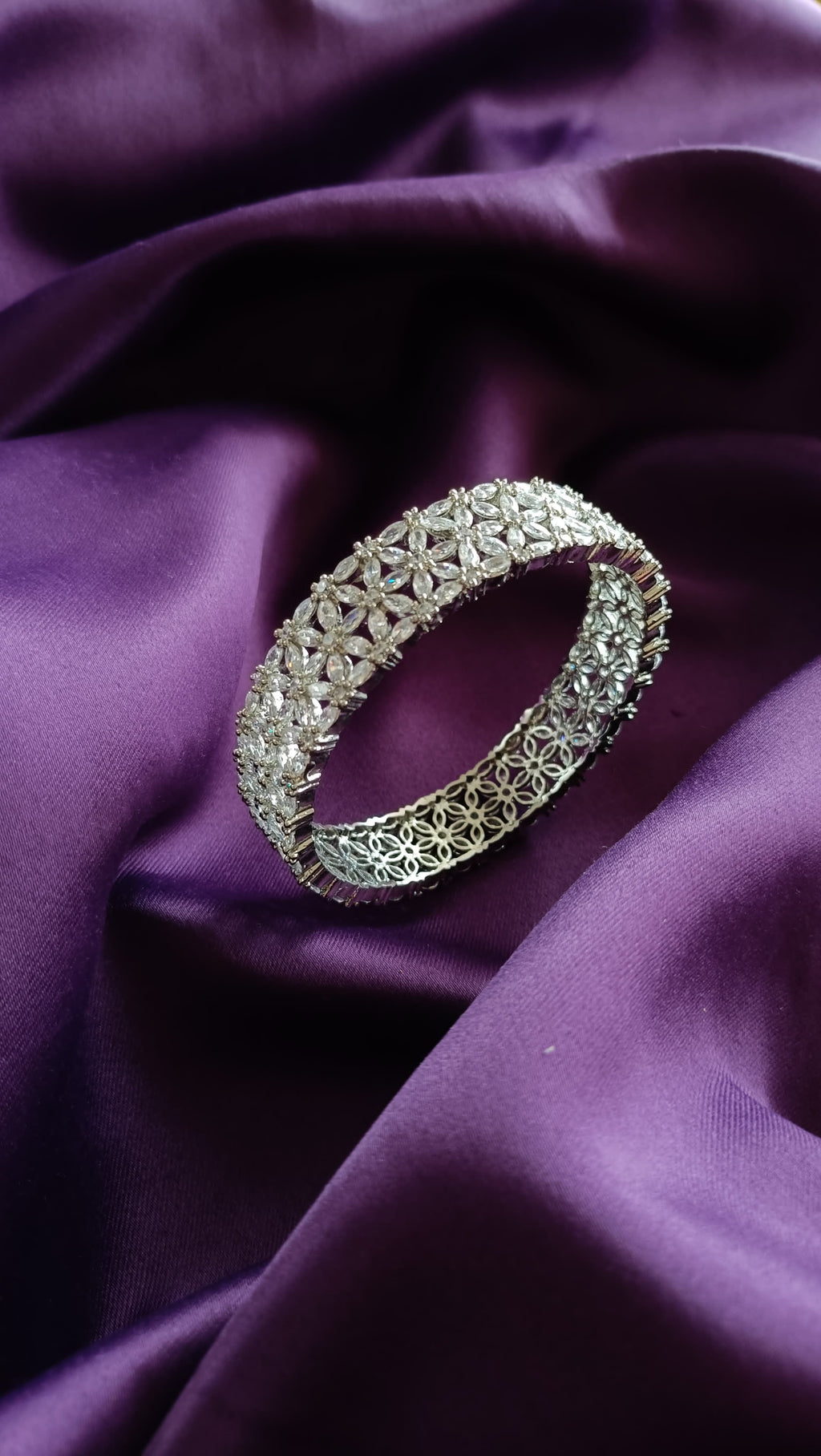 Marquise Crystal Floral Lace Cuff Bracelet