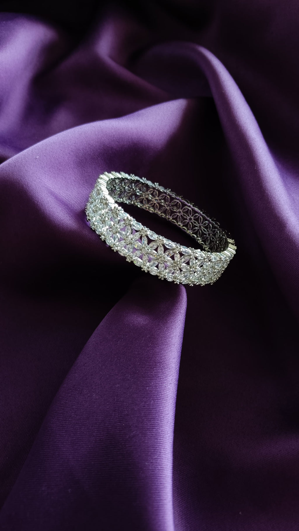 Marquise Crystal Floral Lace Cuff Bracelet