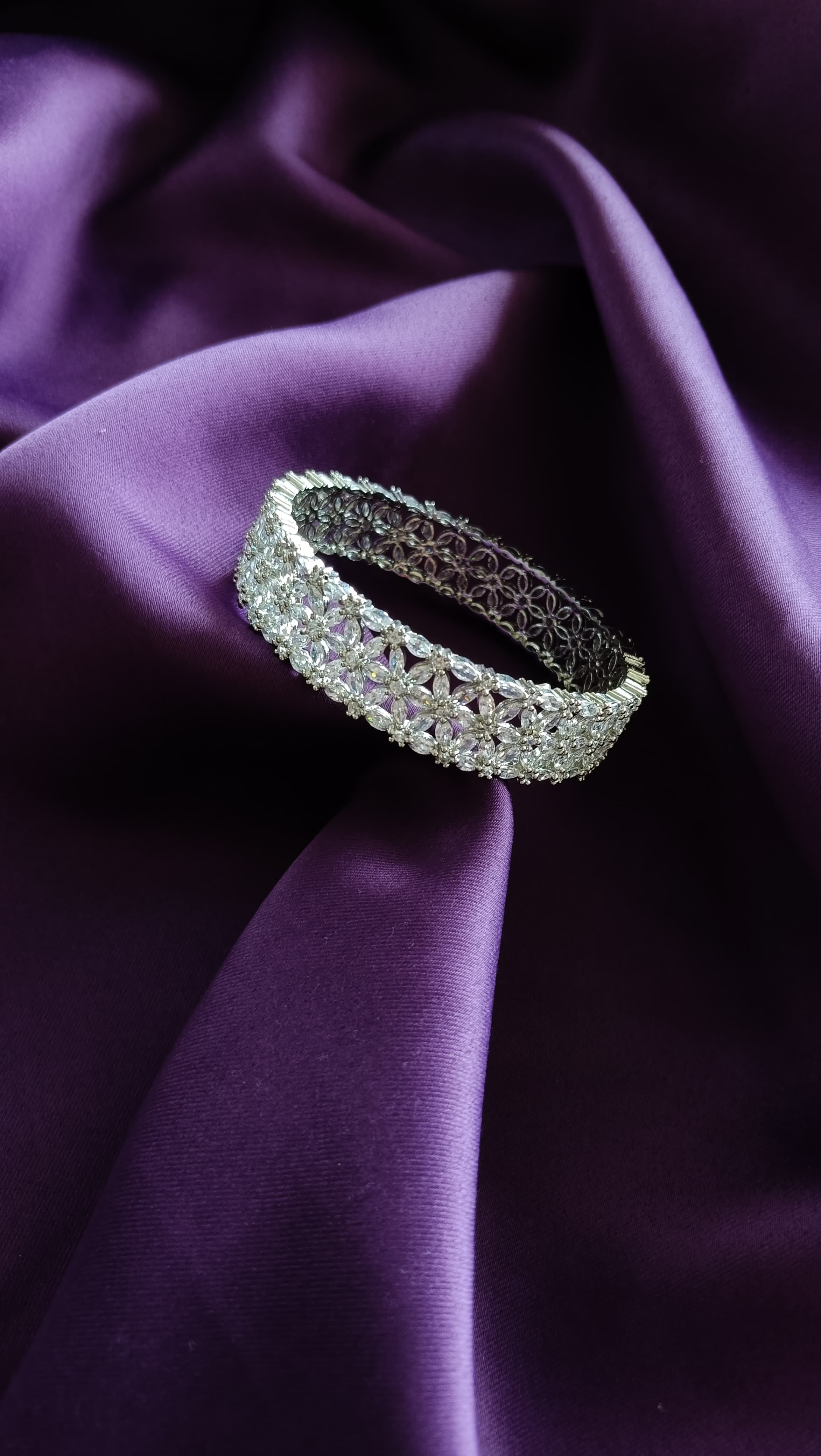 Marquise Crystal Floral Lace Cuff Bracelet