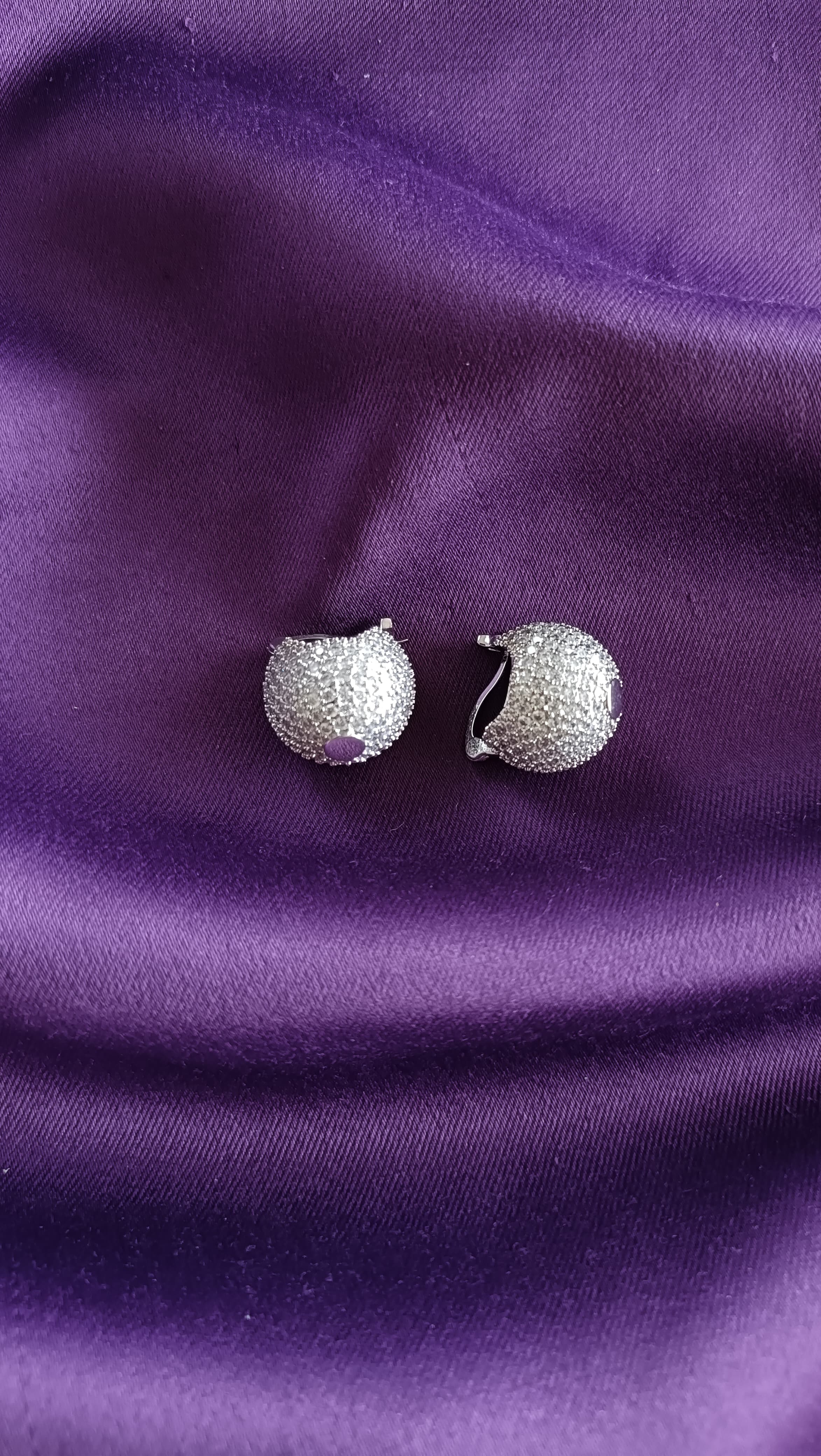 Diamond Pavé Dome Ball Stud Earrings