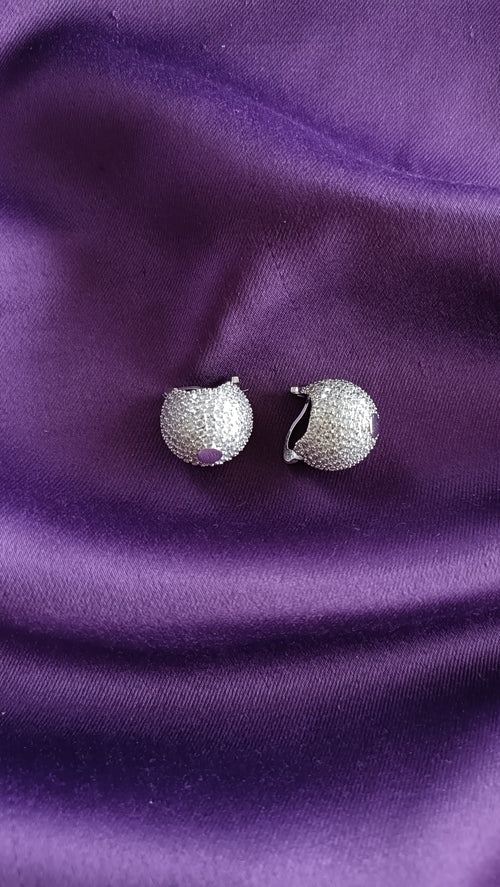 Diamond Pavé Dome Ball Stud Earrings