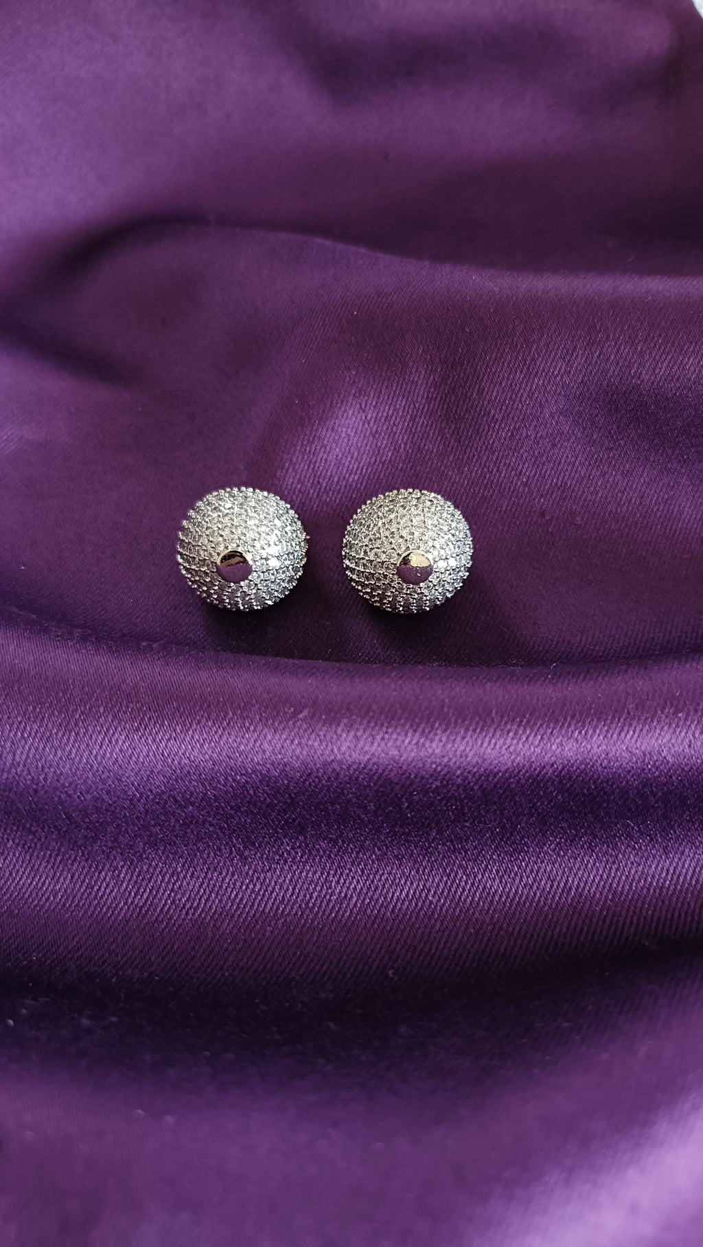 Diamond Pavé Dome Ball Stud Earrings
