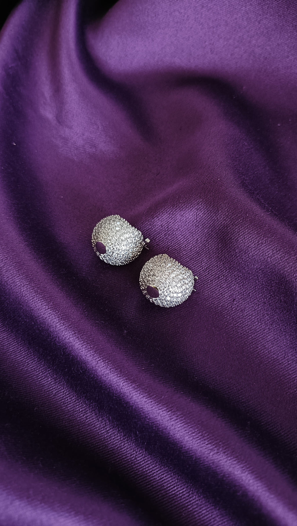 Diamond Pavé Dome Ball Stud Earrings