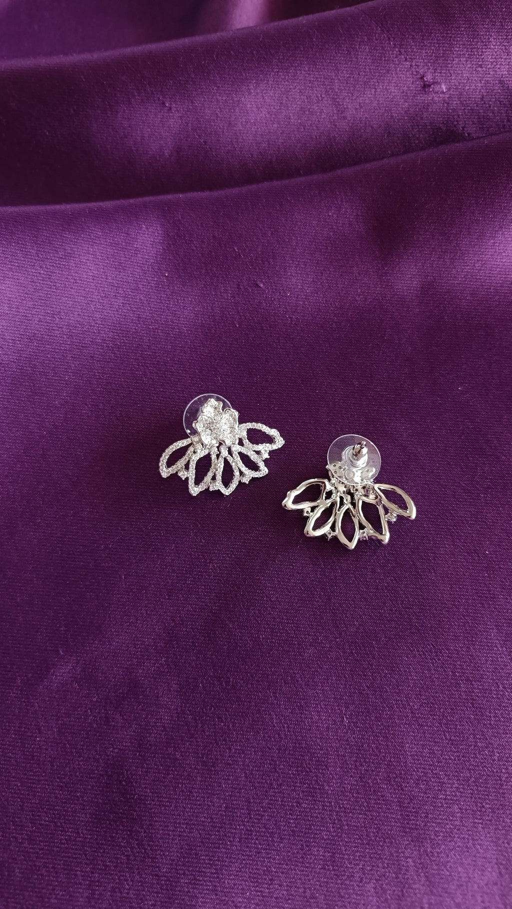 Crystal Lotus Fan Stud Earrings