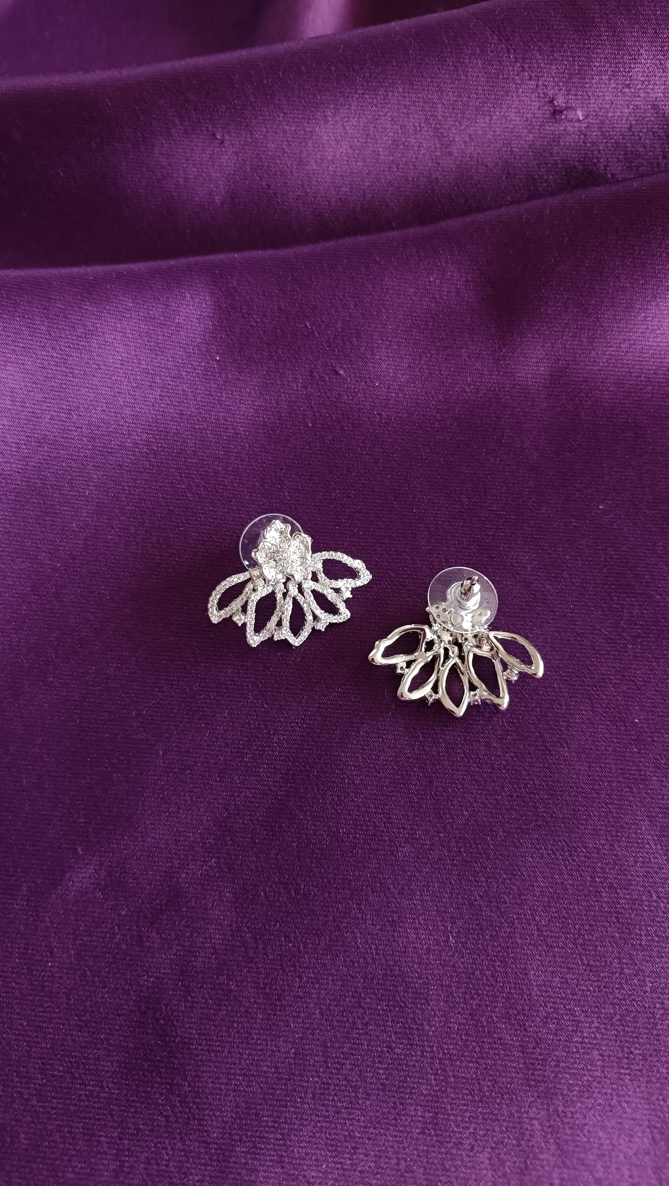 Crystal Lotus Fan Stud Earrings