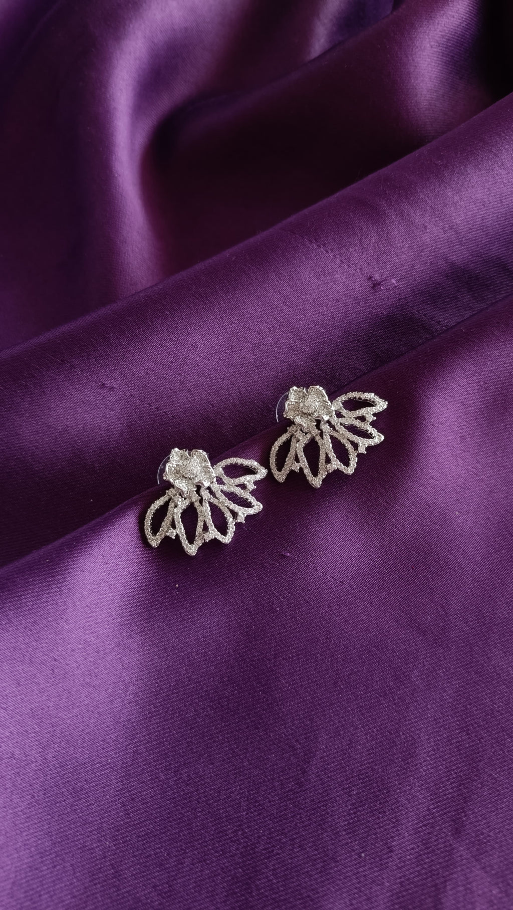 Crystal Lotus Fan Stud Earrings