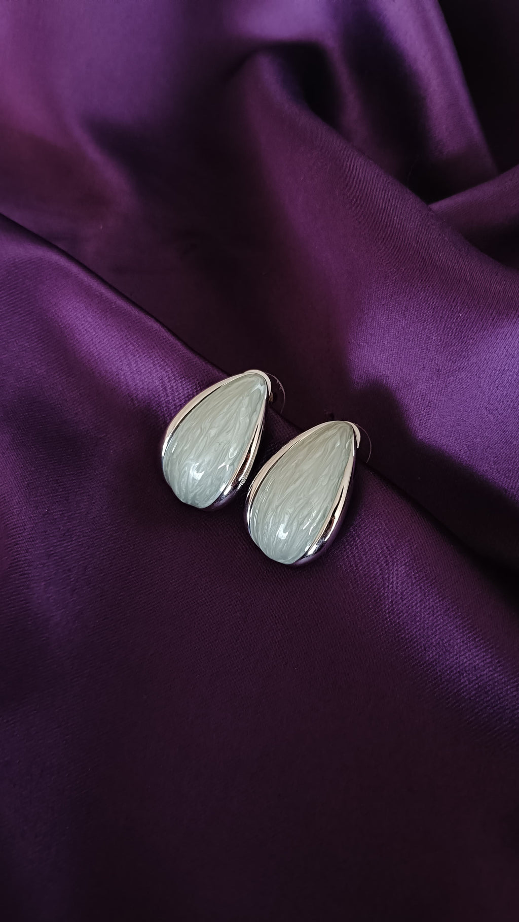 Silver Teardrop Textured Stud Earrings