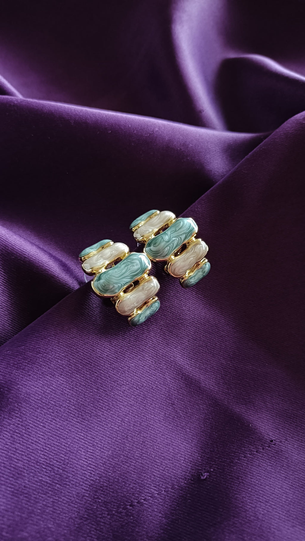 Sky Stack Enamel Hoop Stud Earrings