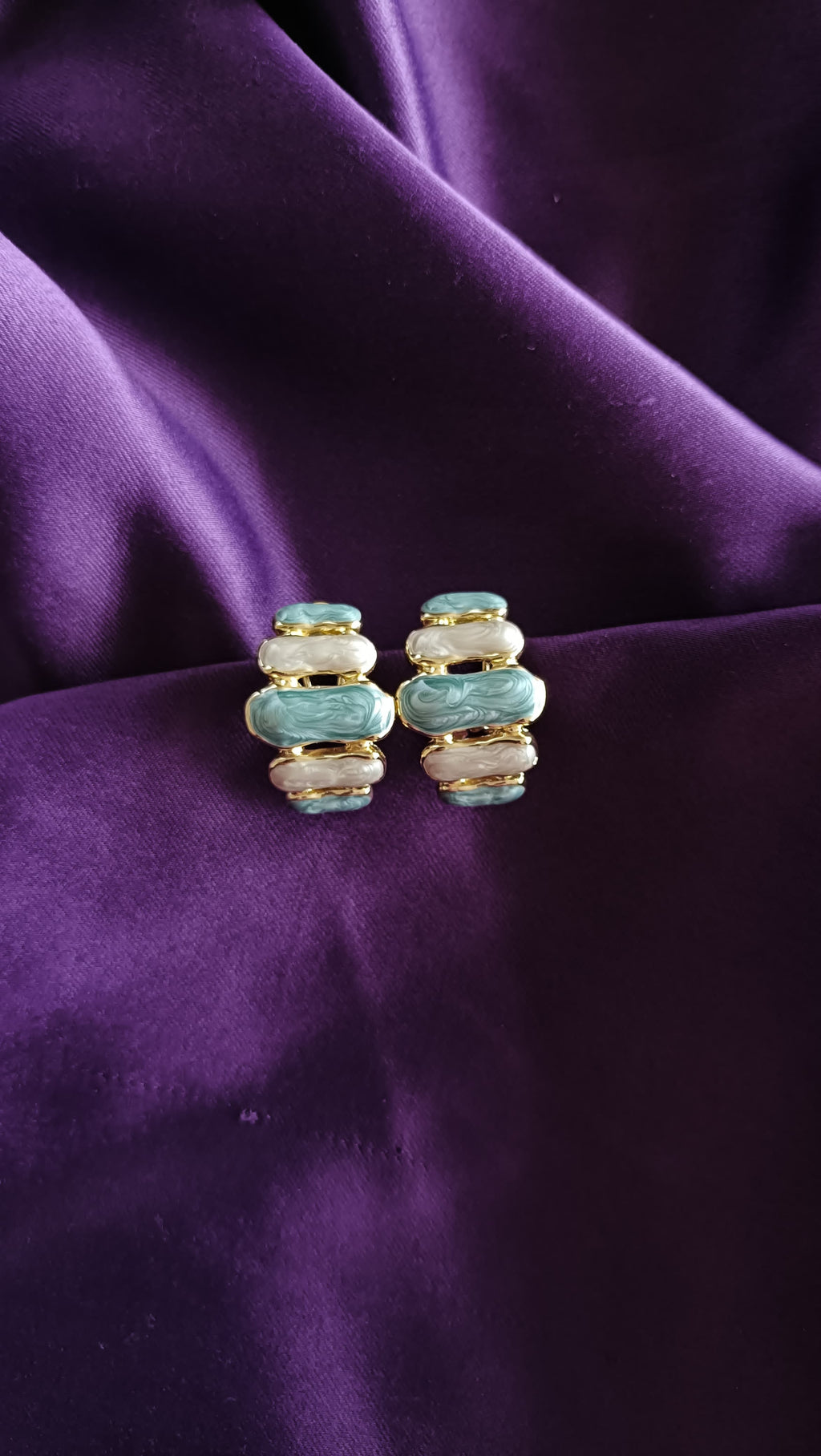 Sky Stack Enamel Hoop Stud Earrings