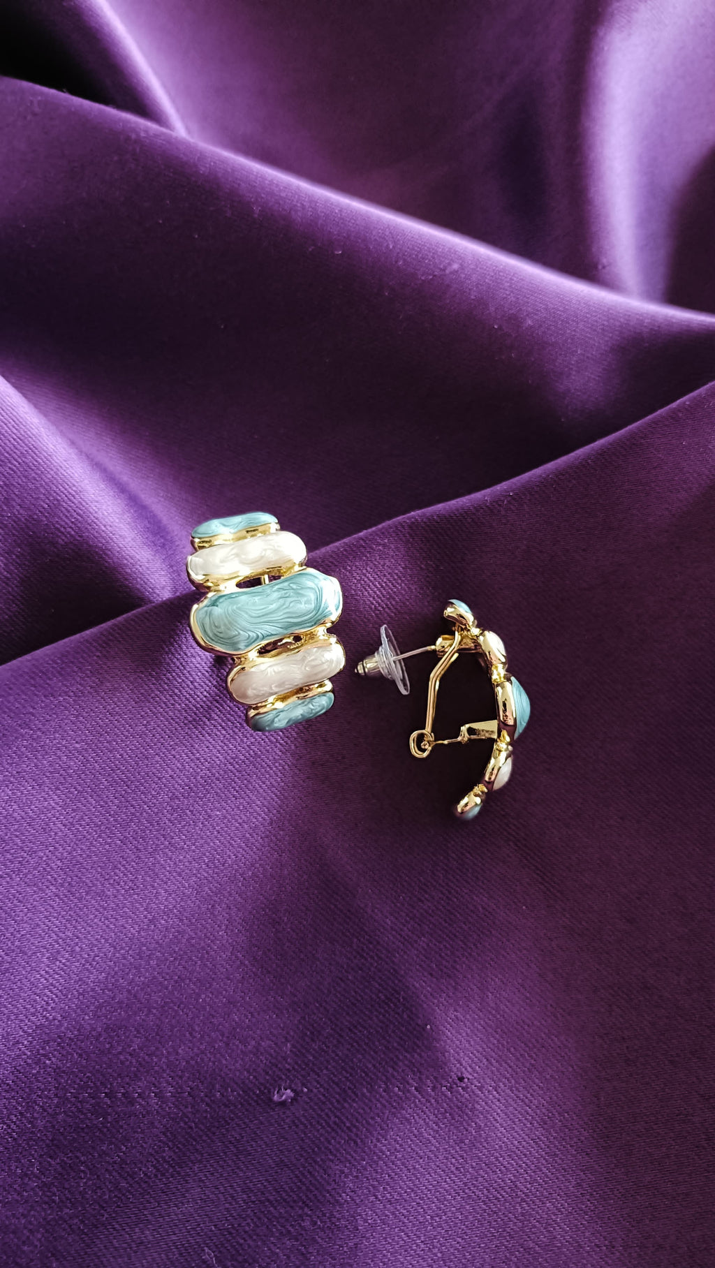 Sky Stack Enamel Hoop Stud Earrings