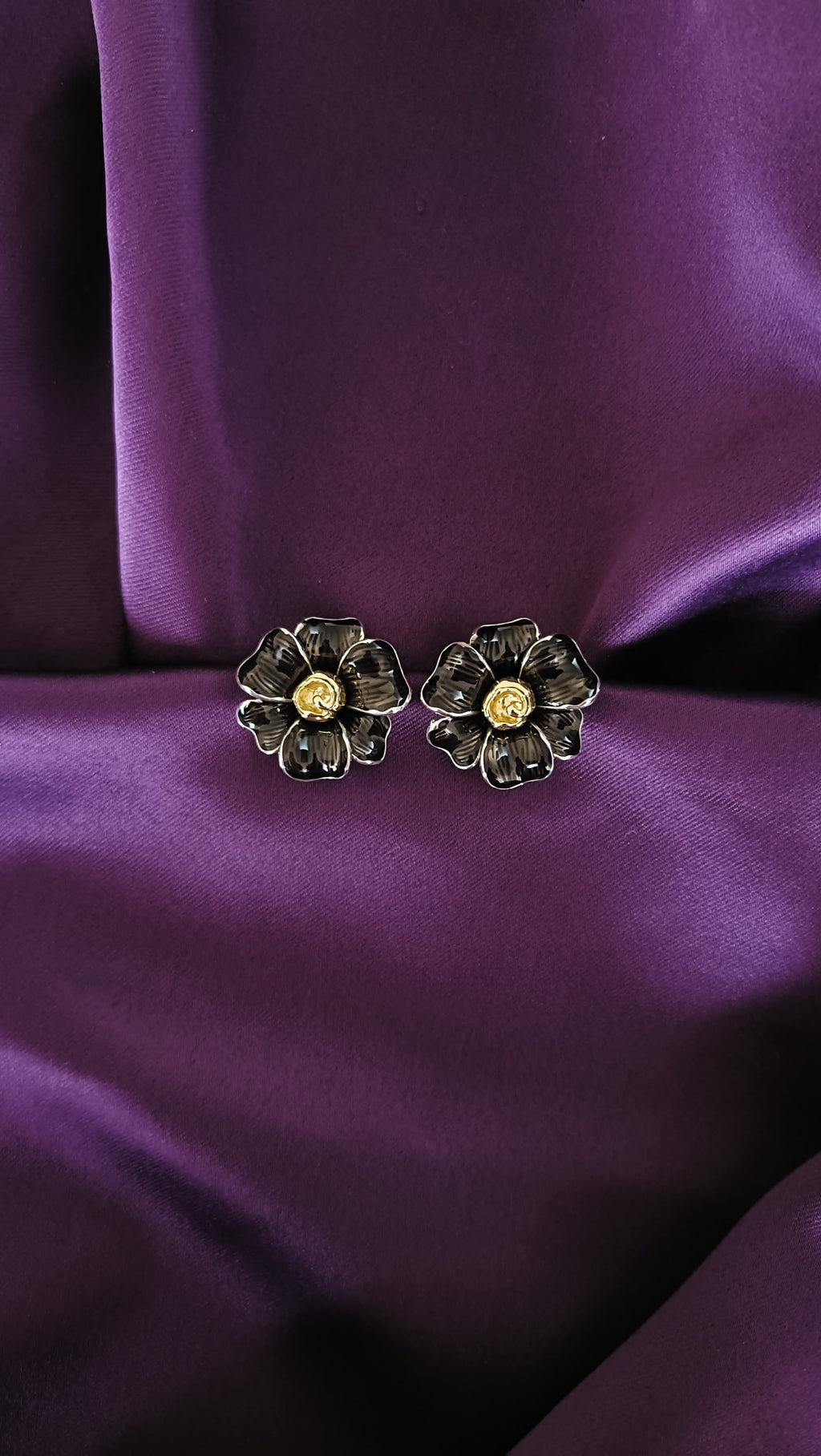 Noir Bloom Black Floral Earrings