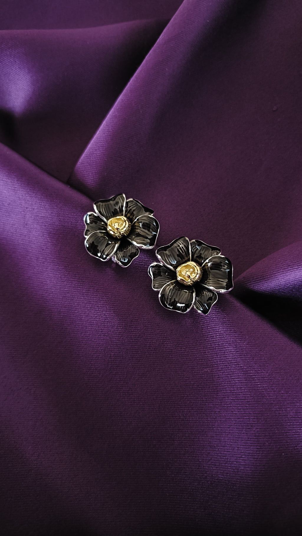 Noir Bloom Black Floral Earrings