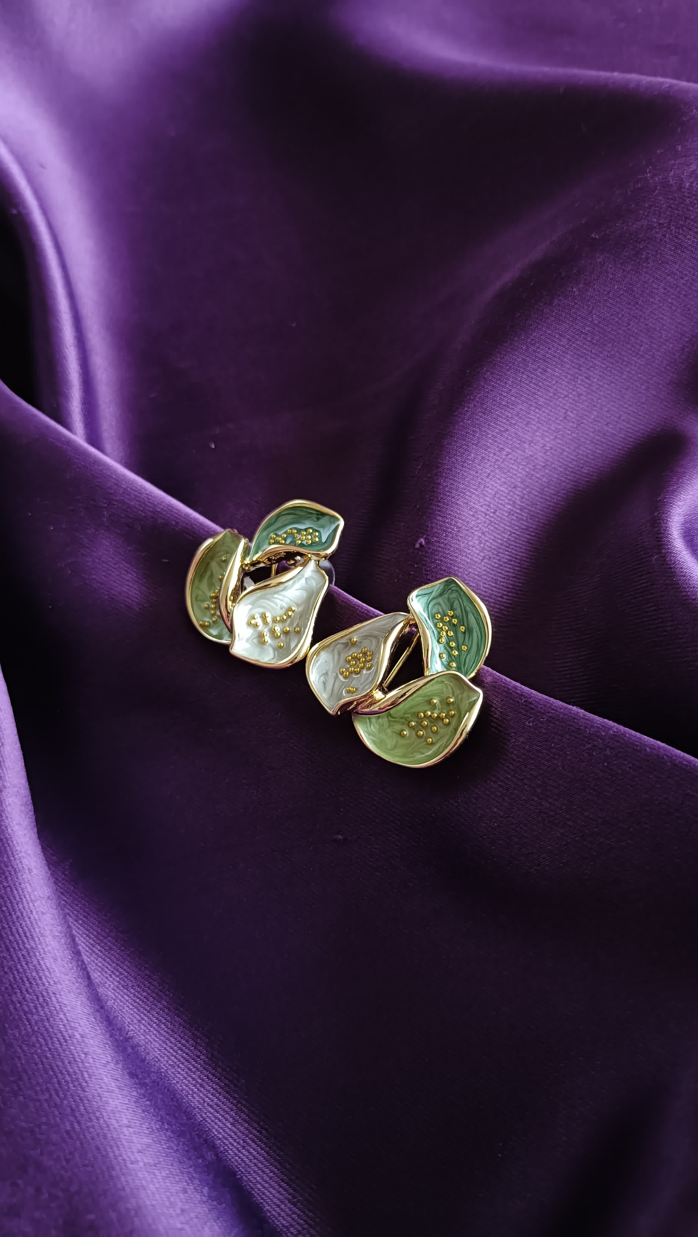 Verdure Leaf Enamel Earrings