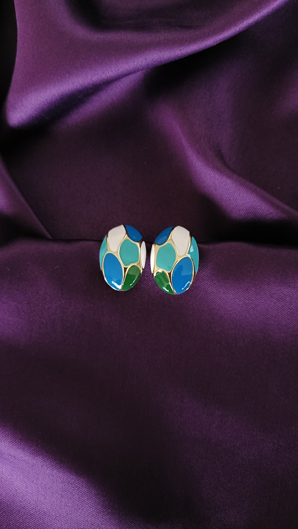Azure Mosaic Enamel Earrings