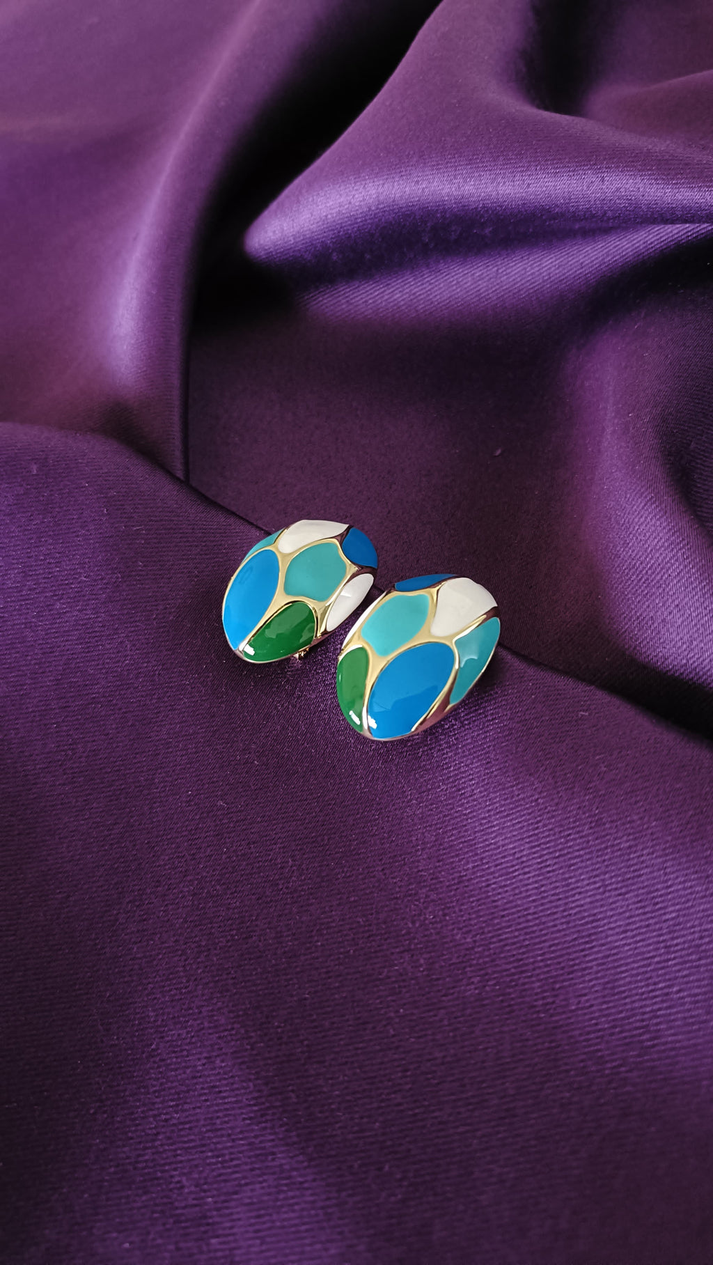 Azure Mosaic Enamel Earrings