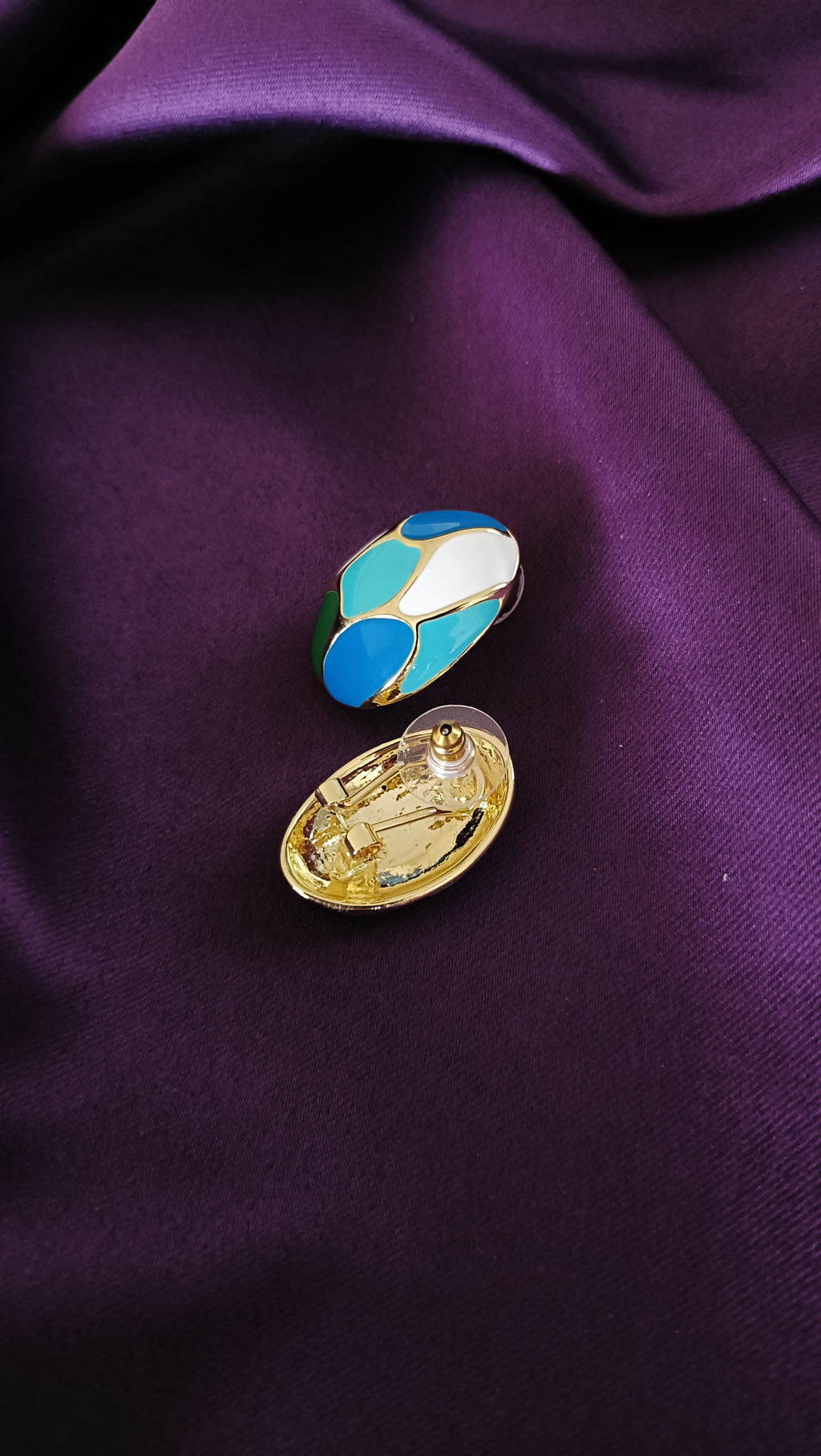 Azure Mosaic Enamel Earrings