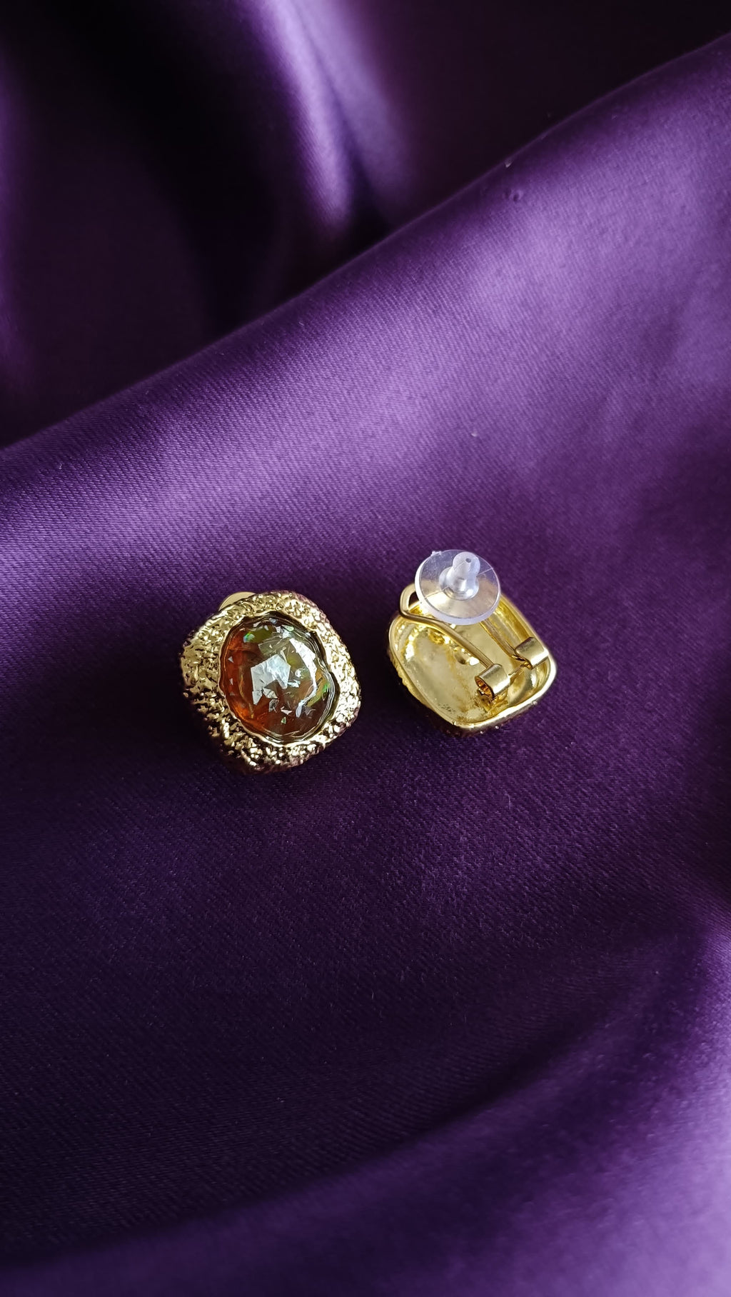 Amber Noir Crystal Stud Earrings