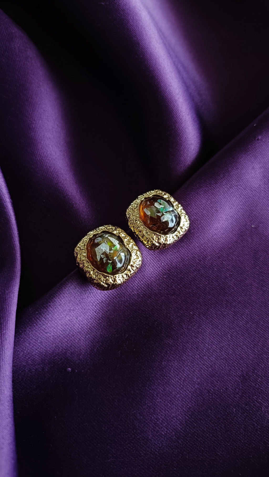 Amber Noir Crystal Stud Earrings