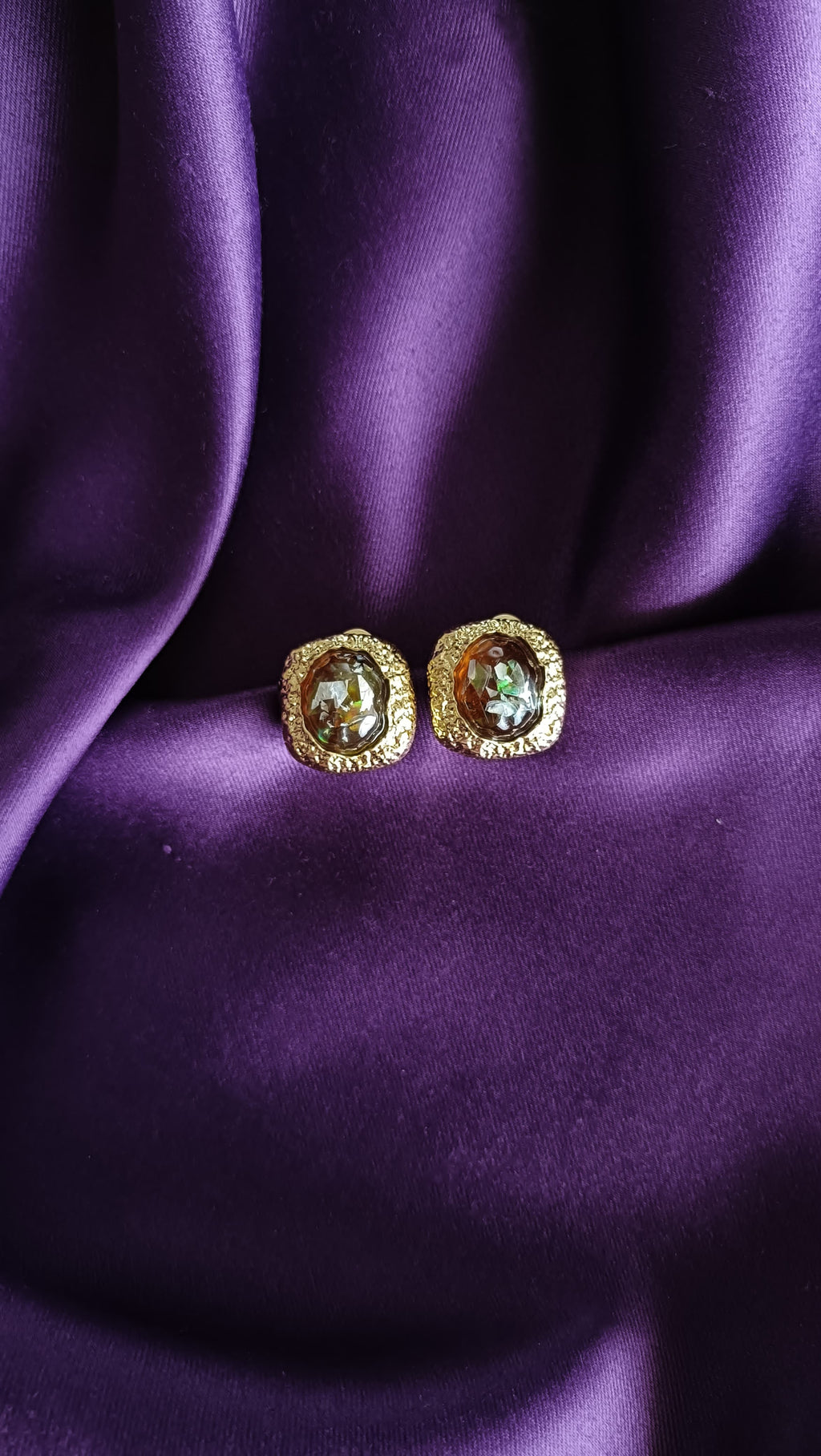Amber Noir Crystal Stud Earrings