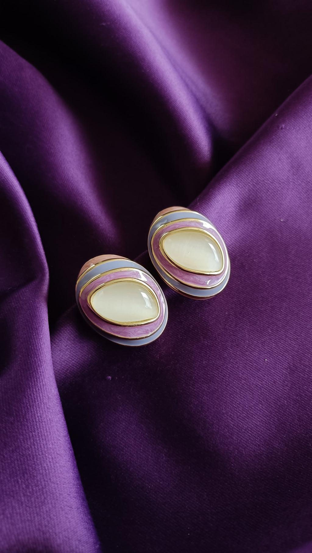 Lavender Halo Pearl Stud Earrings