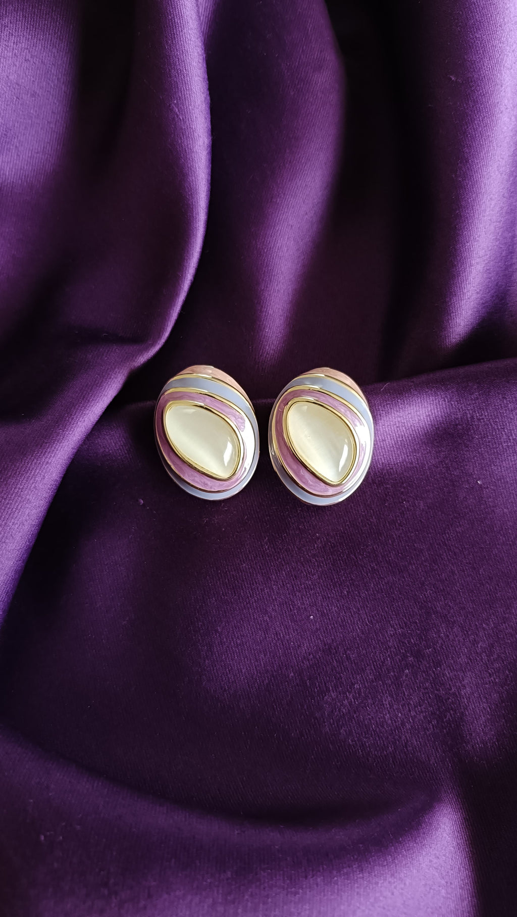 Lavender Halo Pearl Stud Earrings