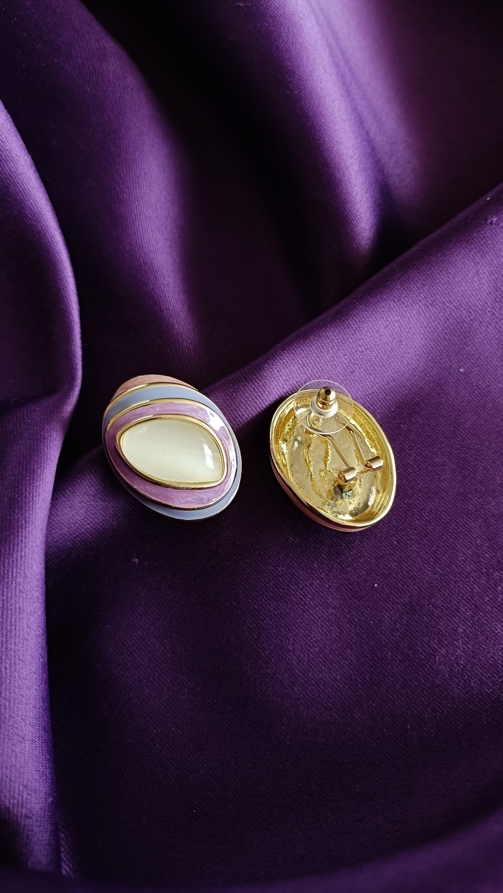 Lavender Halo Pearl Stud Earrings