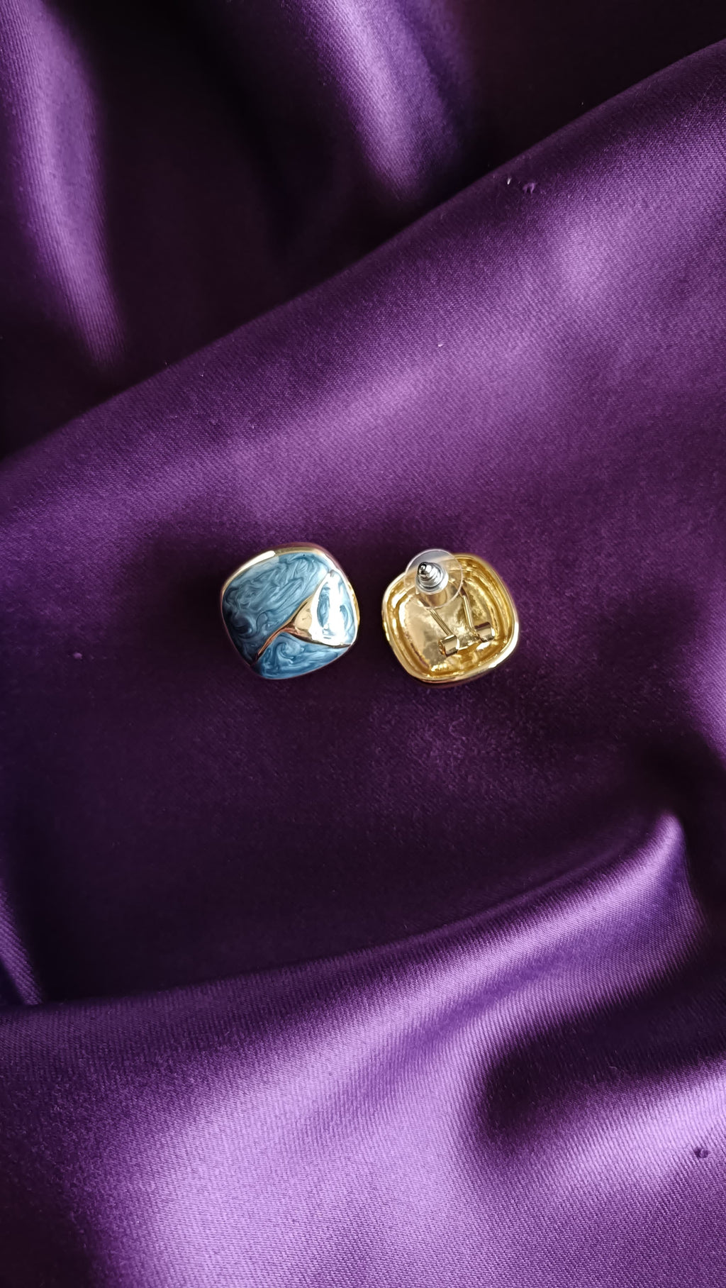 Azure Tide Blue Enamel Earrings