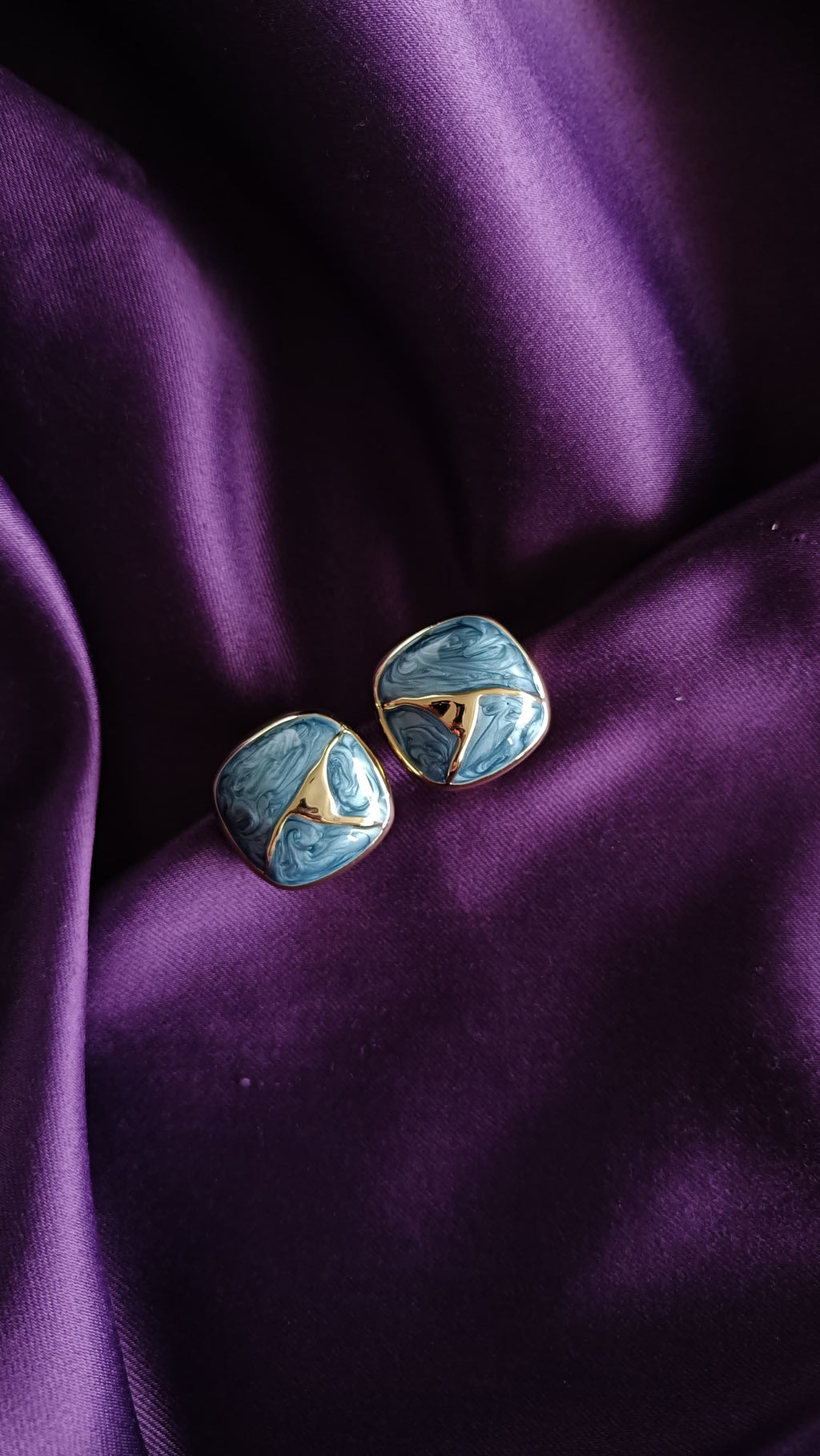 Azure Tide Blue Enamel Earrings