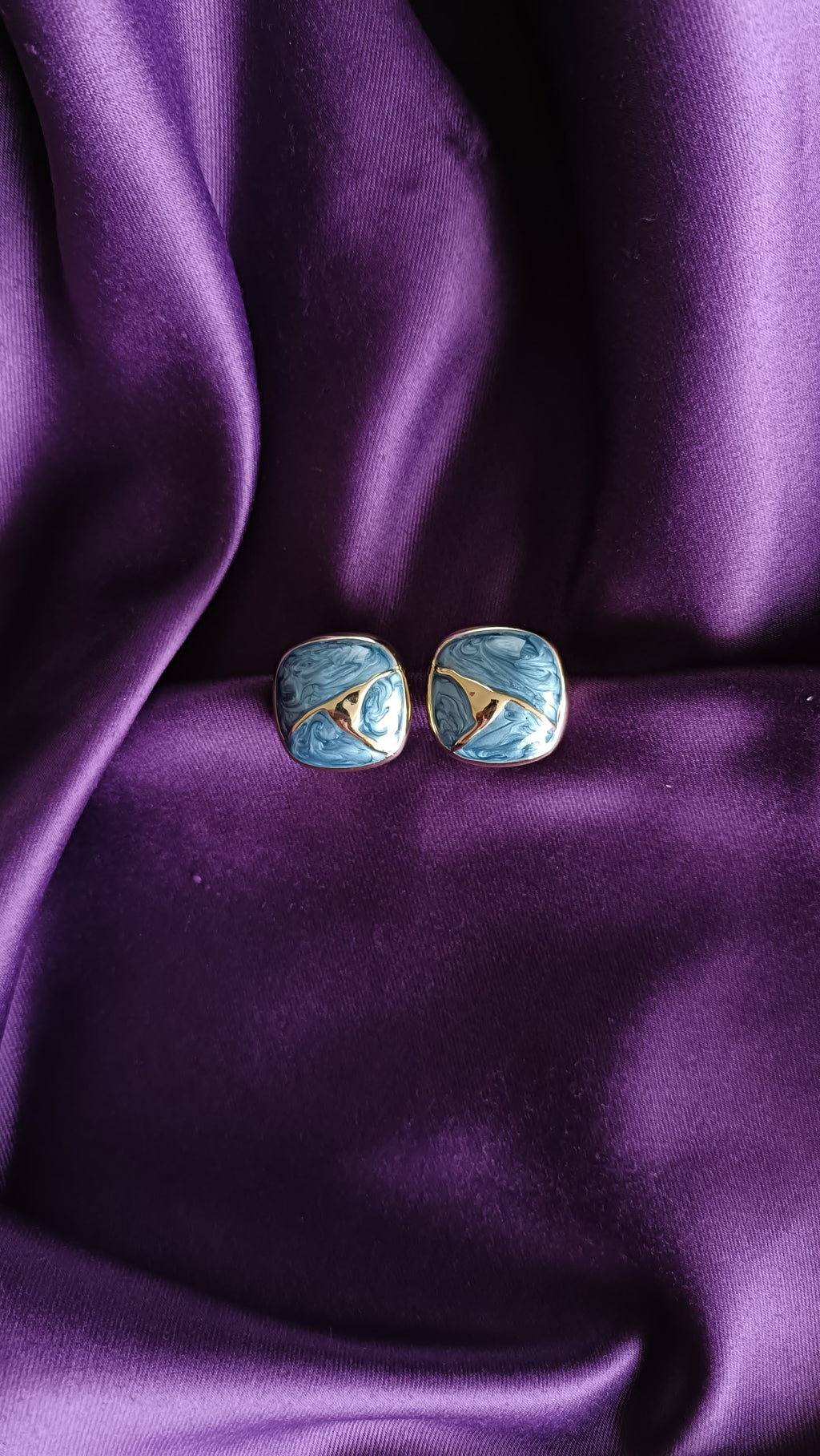 Azure Tide Blue Enamel Earrings