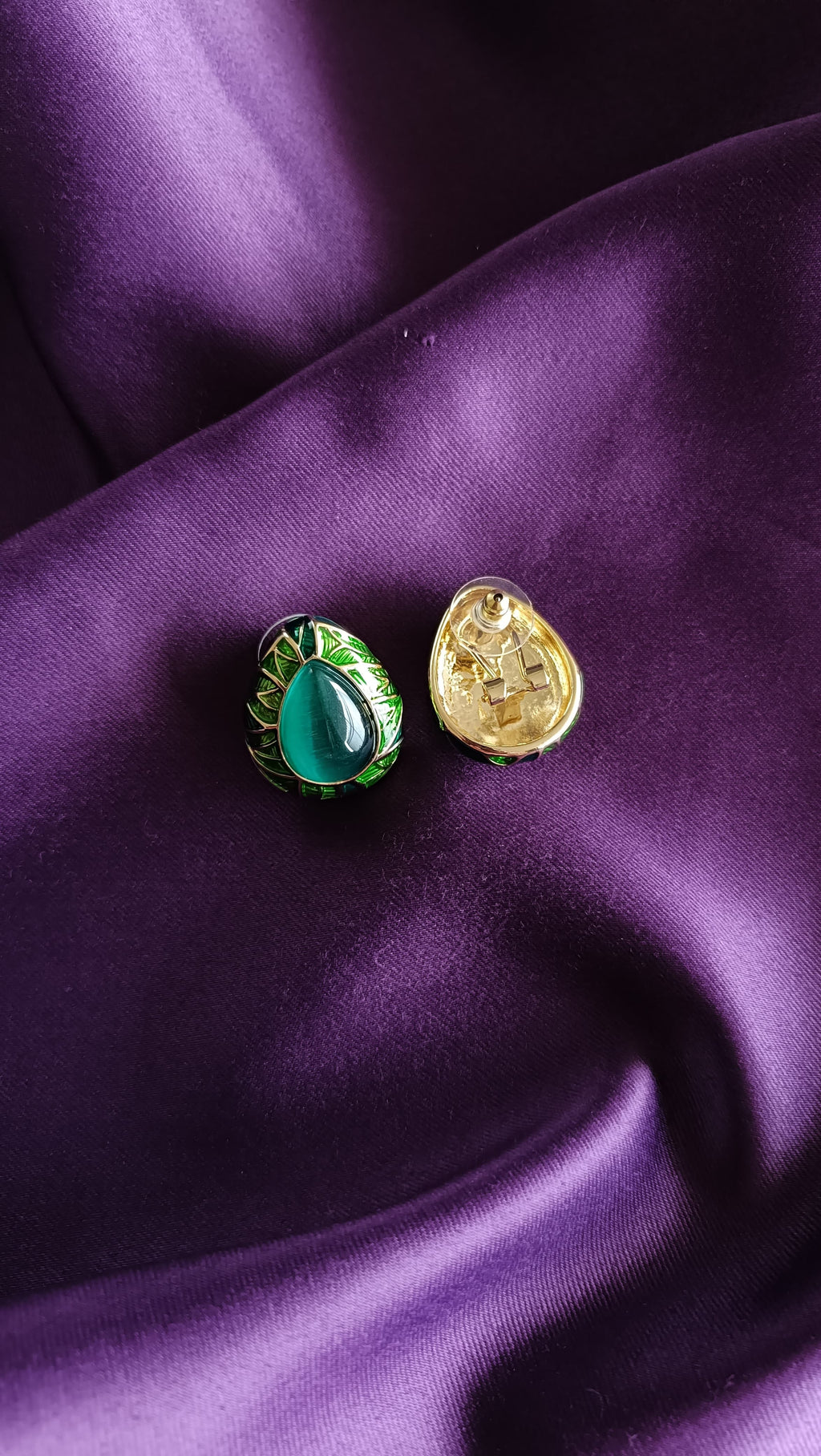 Emerald Mosaic Teardrop Stud Earrings