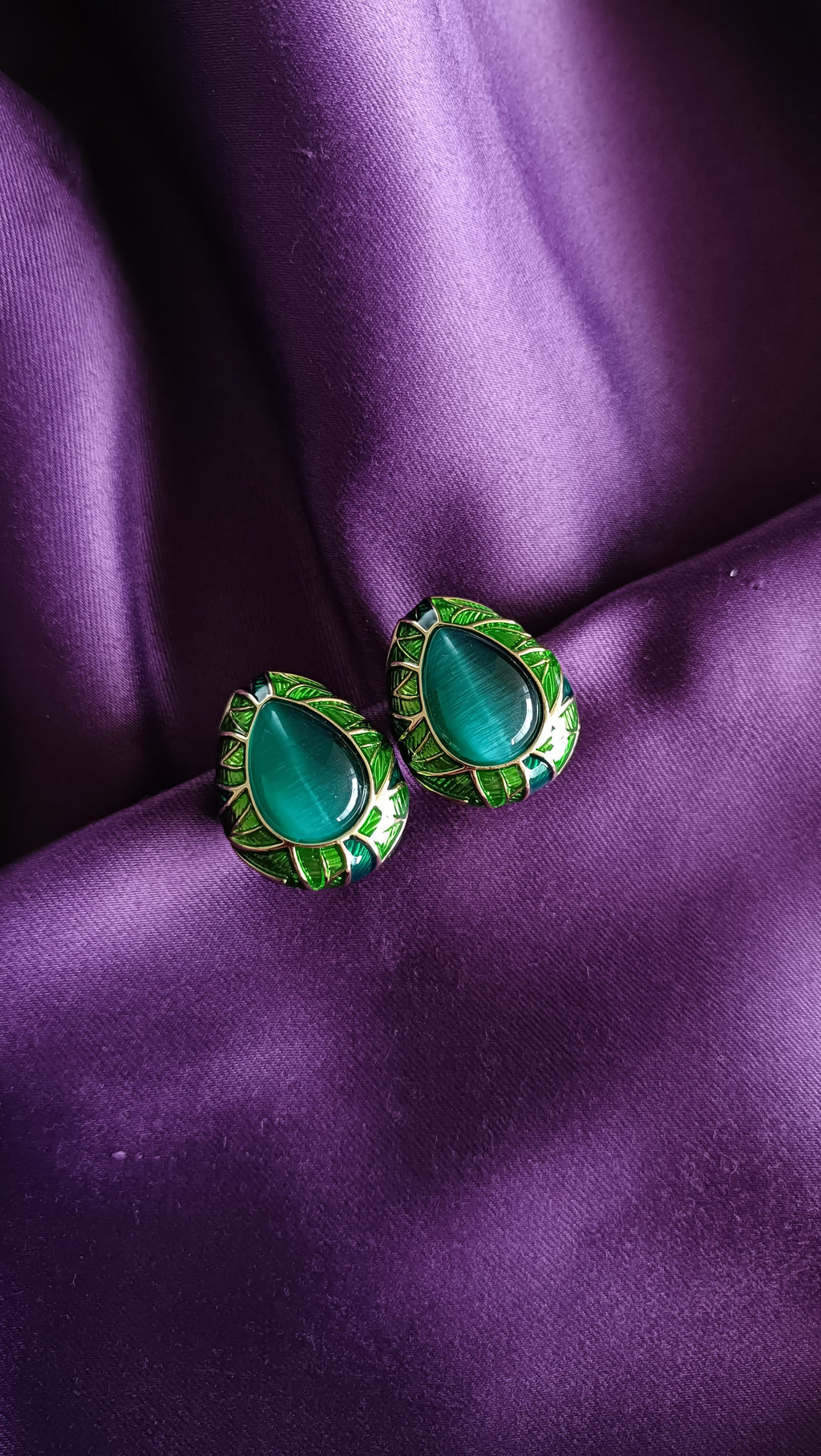 Emerald Mosaic Teardrop Stud Earrings