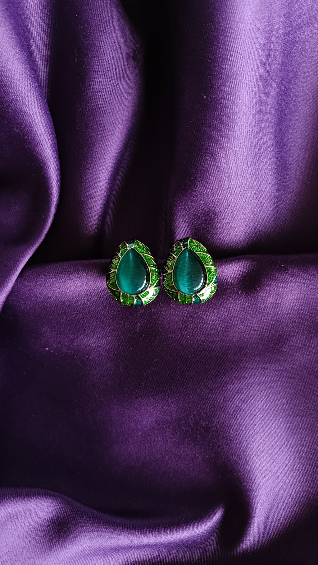 Emerald Mosaic Teardrop Stud Earrings