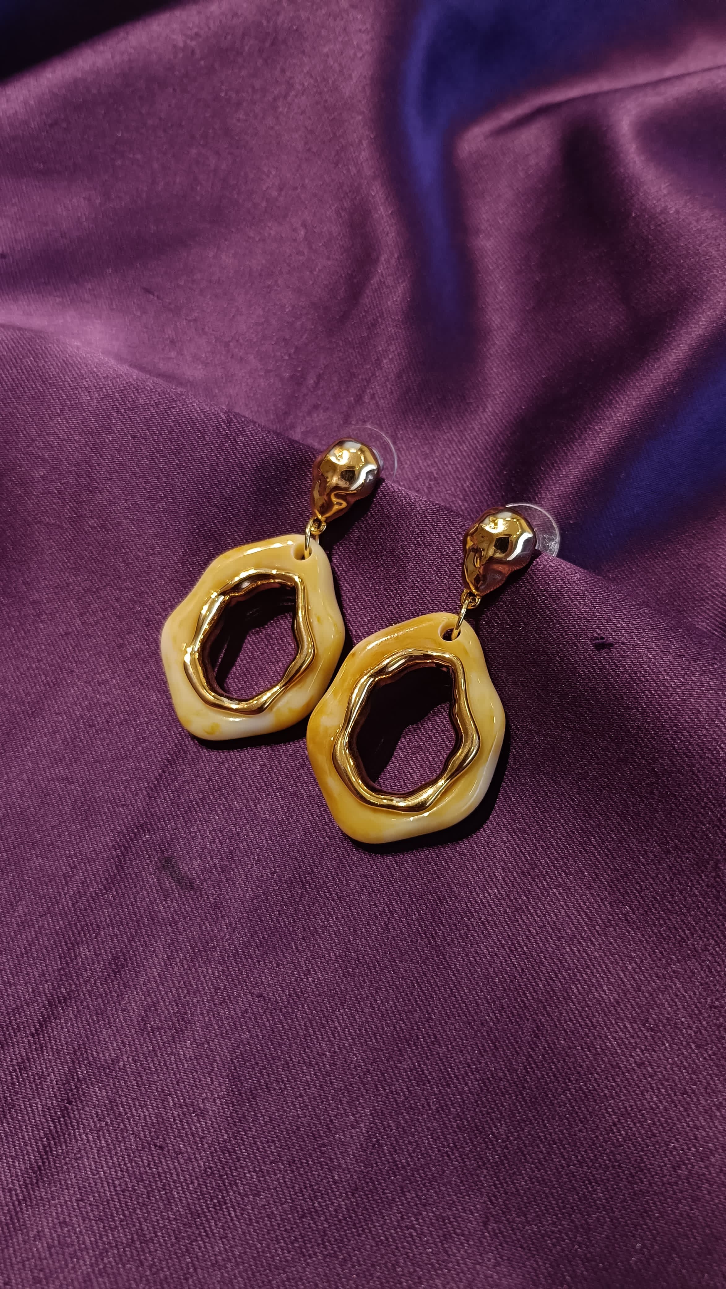 Butter Yellow Enamel Drop Earrings