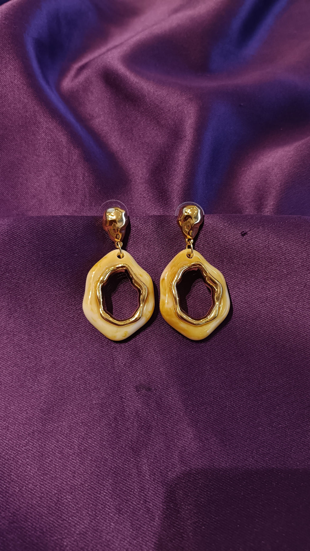 Butter Yellow Enamel Drop Earrings